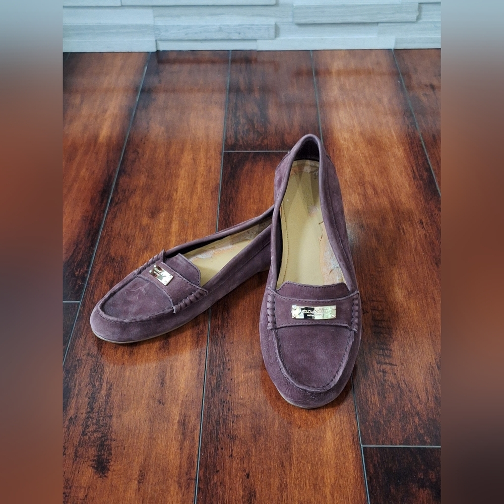 Coach Fredrica Nubuck Purple Suede Loafers 9 B Womens Shoes